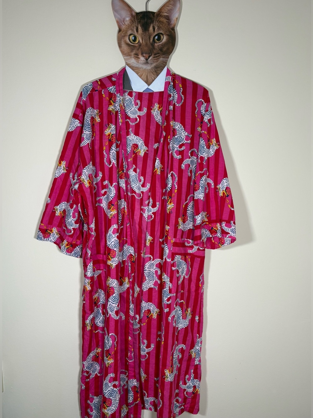 Asha Tibetan Tiger Robe O/S *No Belt Luxury Lingerie Gown Pajamas Animal Print